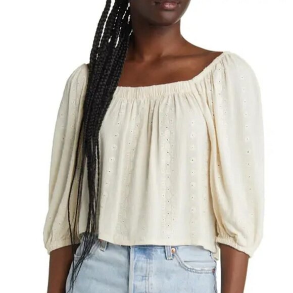 Steve Madden Tops - BB Dakota by Steve Madden womens Puff Off Top Shirt, Unbleached, Small US